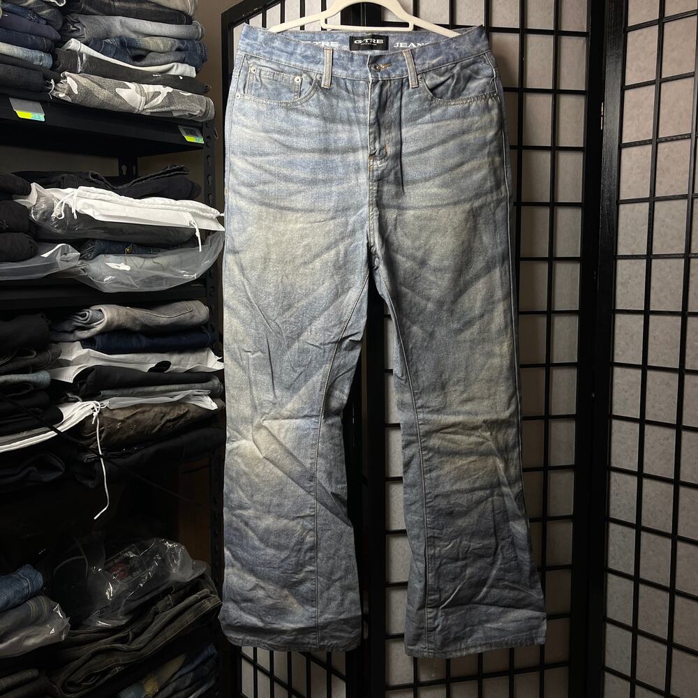 Japanese Archive Vintage Faded Whiskered Bootcut Flared Denim Jeans Blue size 36